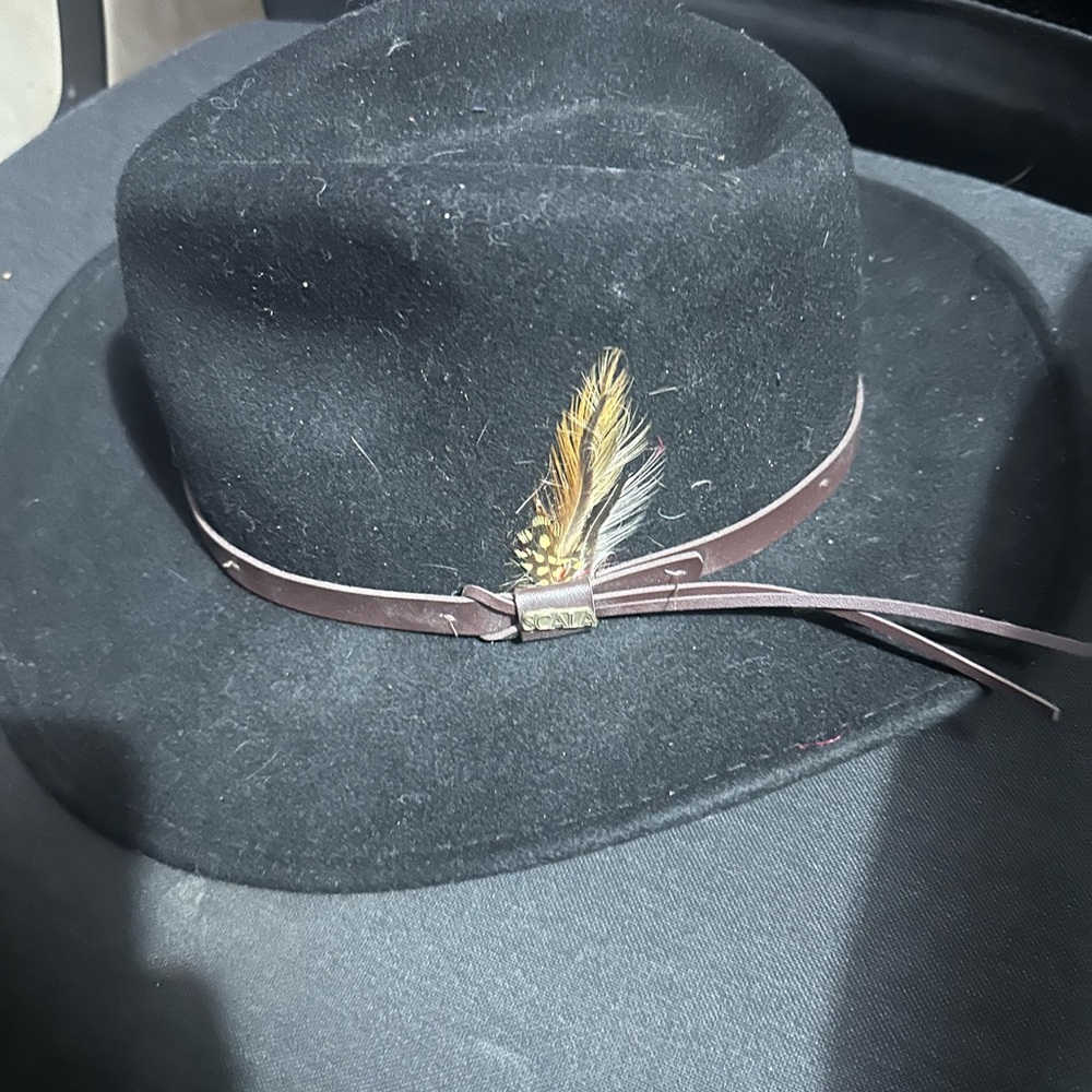 Scala Classic Black outback hat with feather